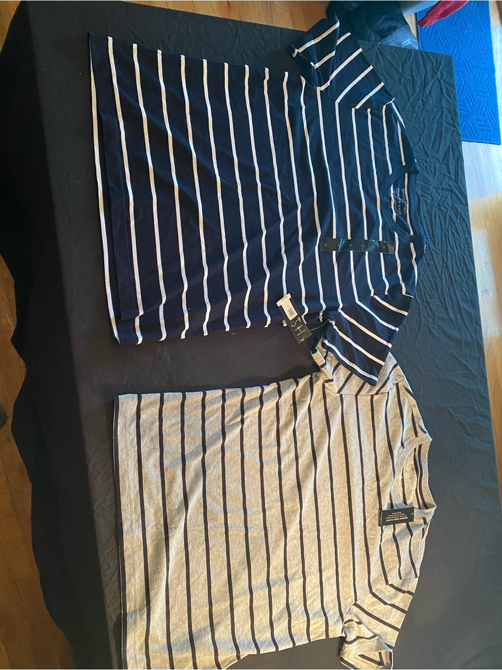 Men's Navy & Gray Striped Crew Neck Tee - American eagle Classic Casualties